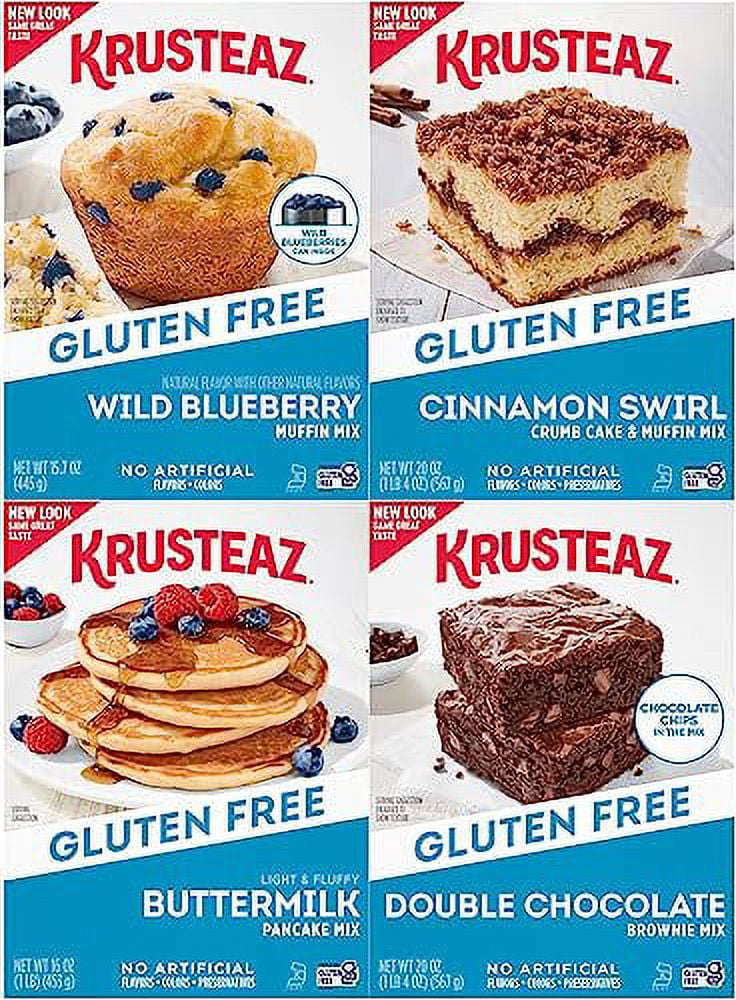Krusteaz Gluten Free Mix Variety Pack Blueberry Muffin, Cinnamon Crumb