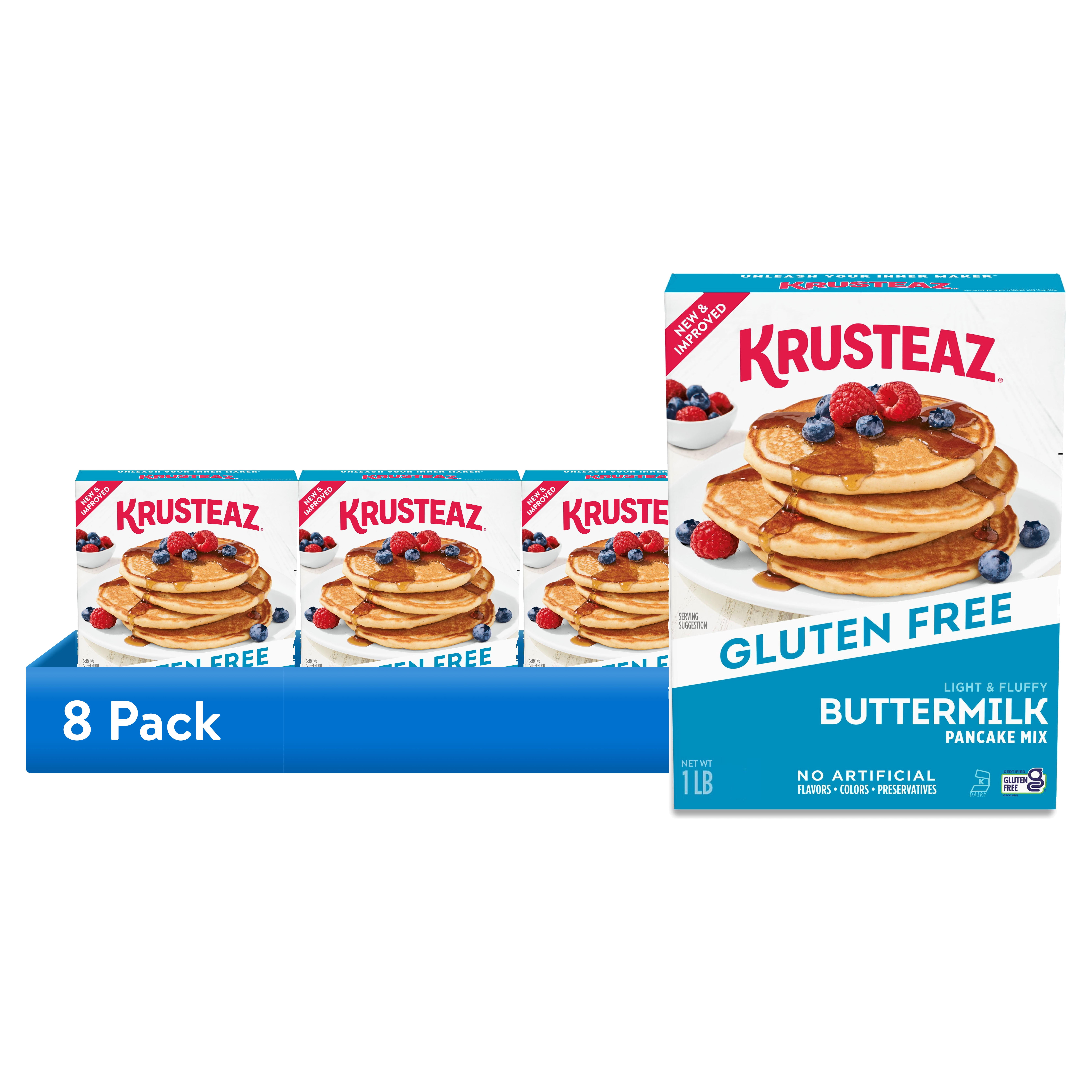 (8 pack) Krusteaz Gluten Free Light and Fluffy Buttermilk Pancake Mix, 16 oz Box