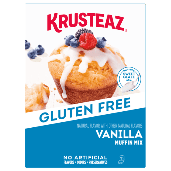 Krusteaz Gluten Free Vanilla Muffin Mix, Includes A Sweet Glaze For Topping, Gluten Free Baking Mix, 18-Ounce Boxes (Pack Of 2)