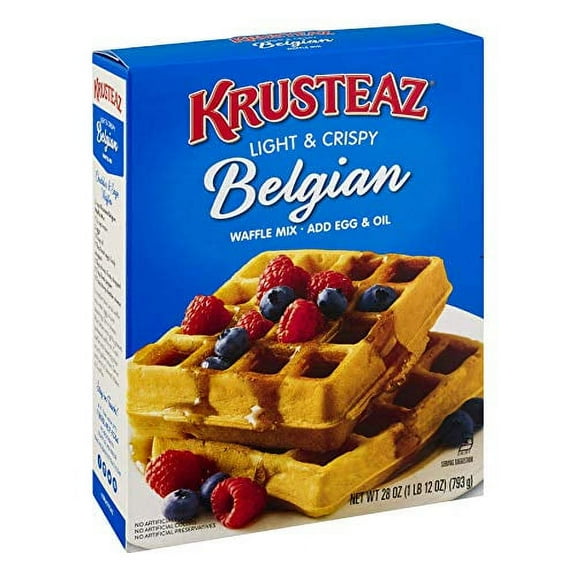 Krusteaz Light & Crispy Belgian Waffle Mix - No Artificial Flavors, Colors, or Preservatives - 28 OZ (Pack of 2), Set of 2