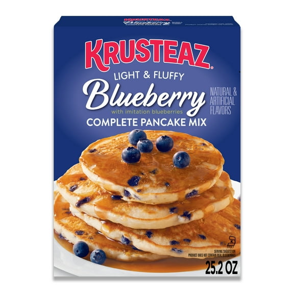 Krusteaz Light and Fluffy Blueberry Complete Pancake Mix, Waffle and Pancake Mix Just Add Water, 25.2 oz Box