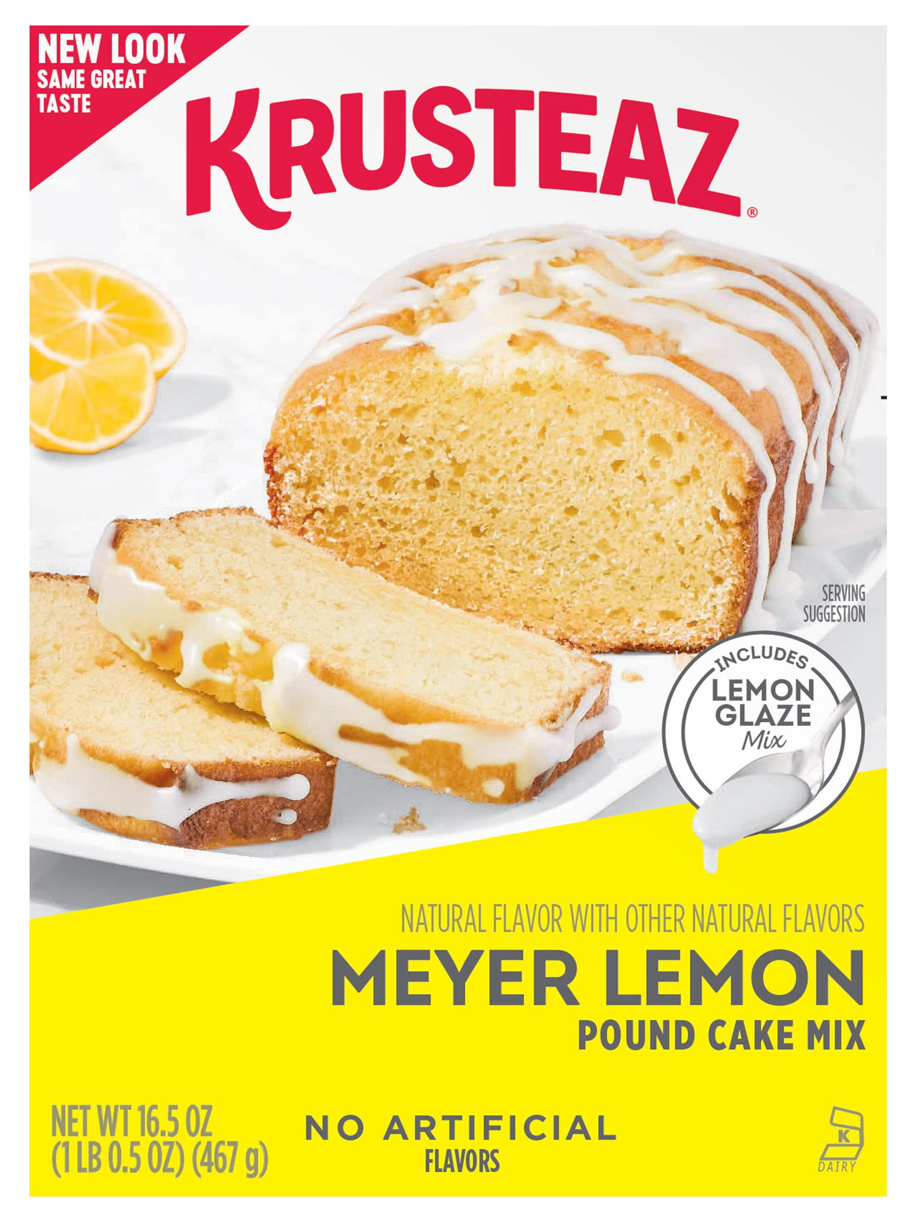 Krusteaz Meyer Lemon Pound Cake Mix With Lemon Glaze Mix, 16.5-Ounce Box (Pack Of 3)