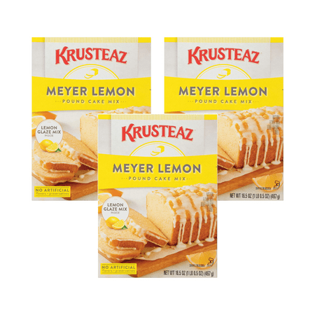 Krusteaz Meyer Lemon Pound Cake Mix with Lemon Glaze 16.5 Ounce (Pack of 3)
