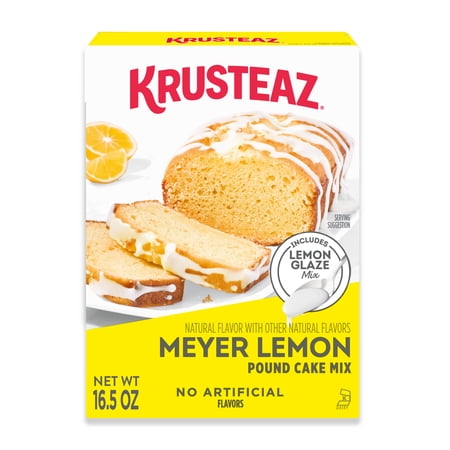 Krusteaz Meyer Lemon Pound Cake Mix, Pound Cake Baking Mix with Lemon Flavored Glaze, 16.5 oz Box