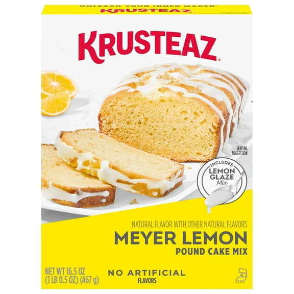 Krusteaz Meyer Lemon Pound Cake and Glaze Mix, 16.5 oz Box