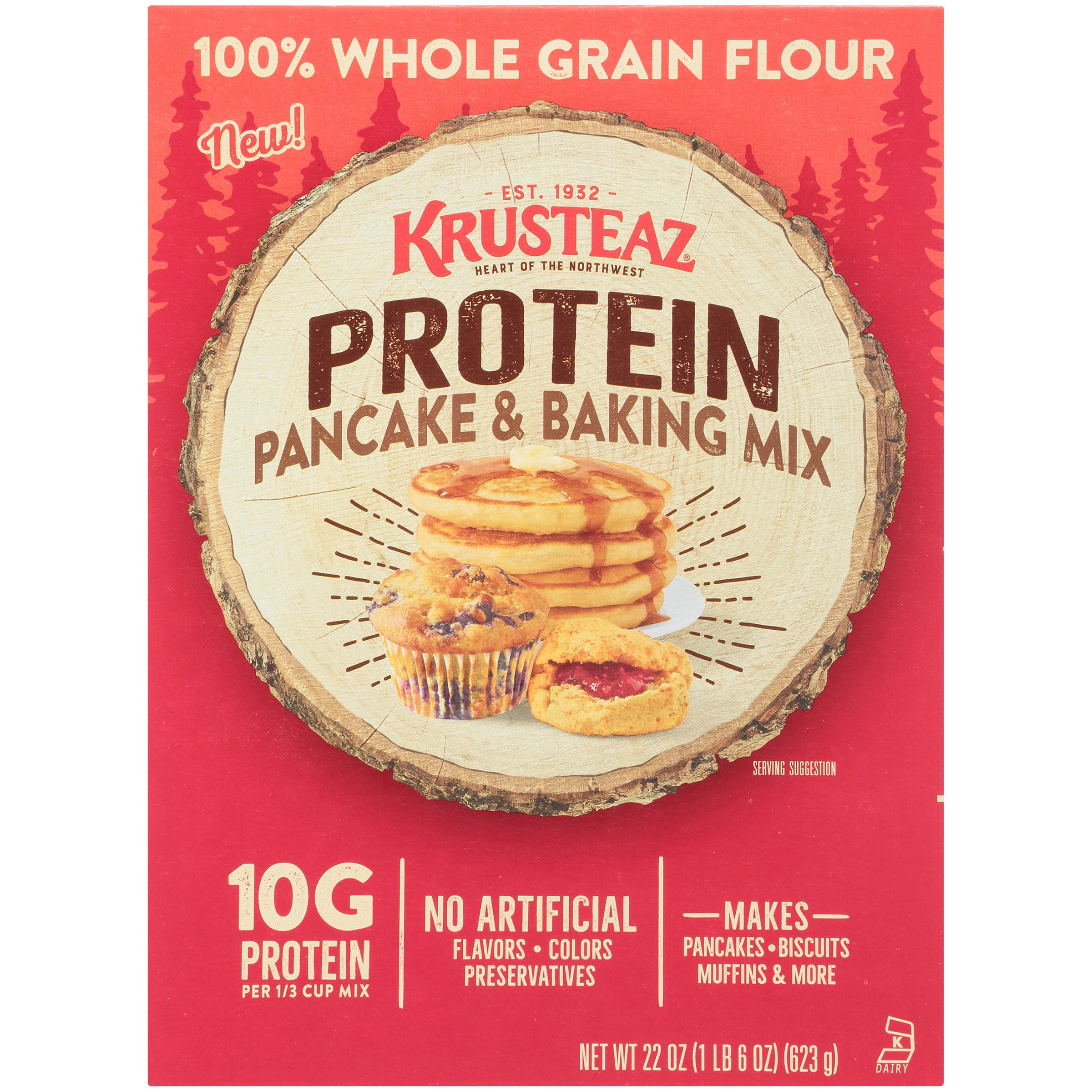 Krusteaz Protein Pancake & Baking Mix, 22 oz Box