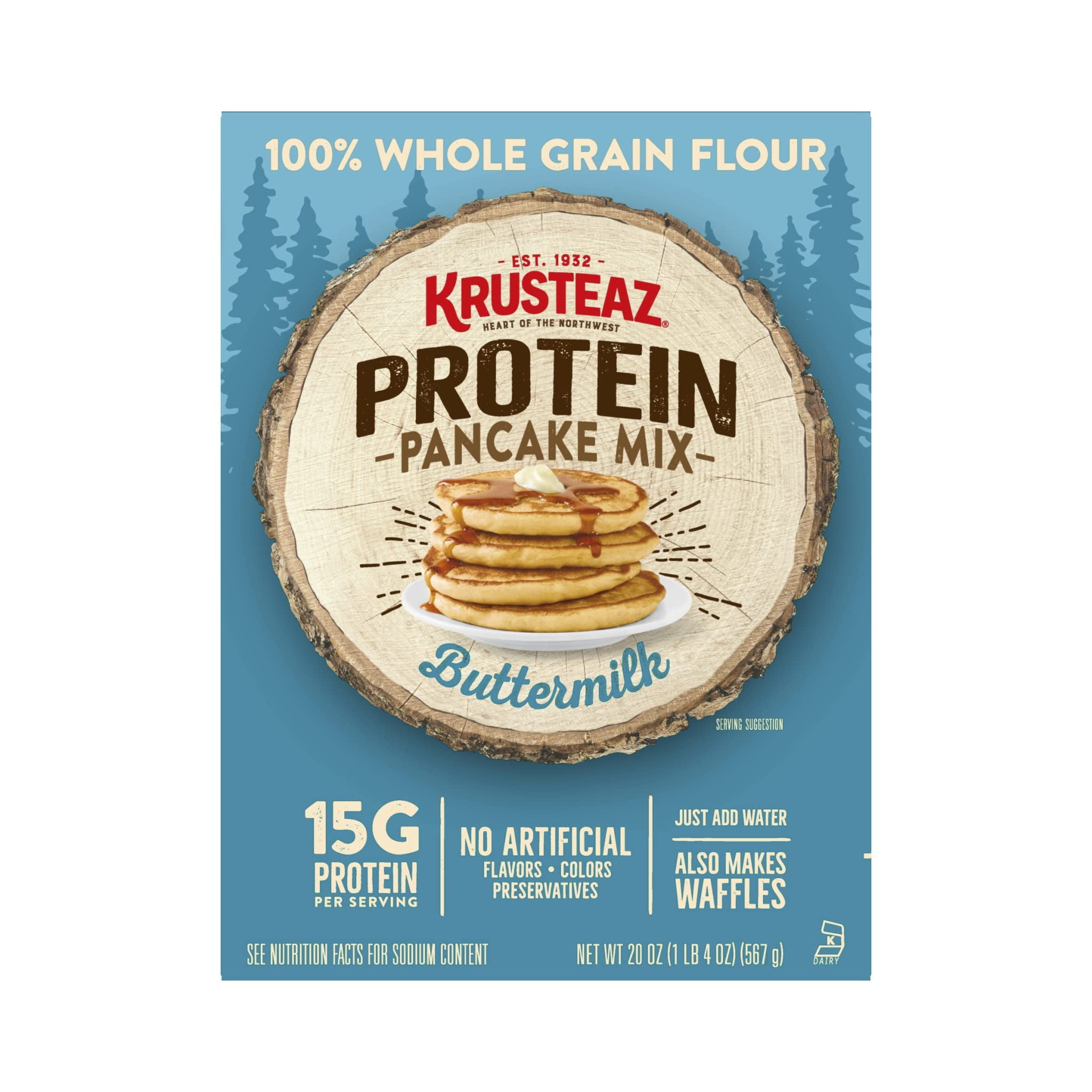 Krusteaz Protein Pancake Mix, Buttermilk Pancake Mix, 100 Whole Grain Flour & 15G Of Protein