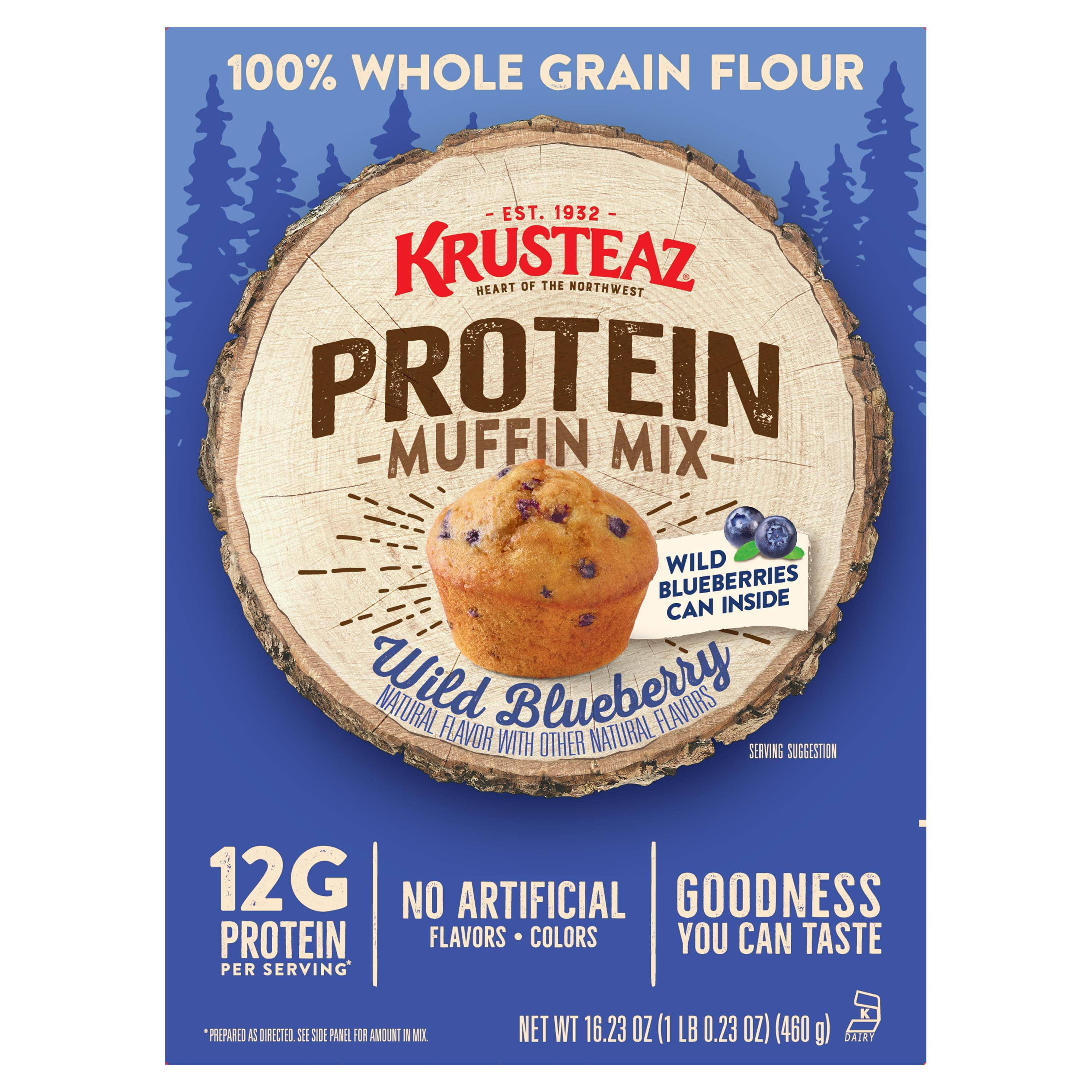 Krusteaz Protein Wild Blueberry Protein Muffin Mix, 16.23 oz Box