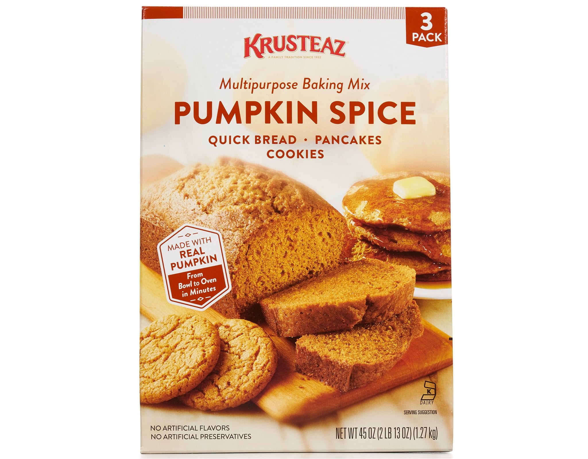 Krusteaz Quick Bread Mix, Pumpkin Spice, 15 oz Box, Cinnamon