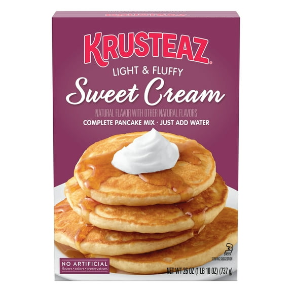 Krusteaz Sweet Cream Pancake and Waffle Mix, Light & Fluffy, 26 oz Box