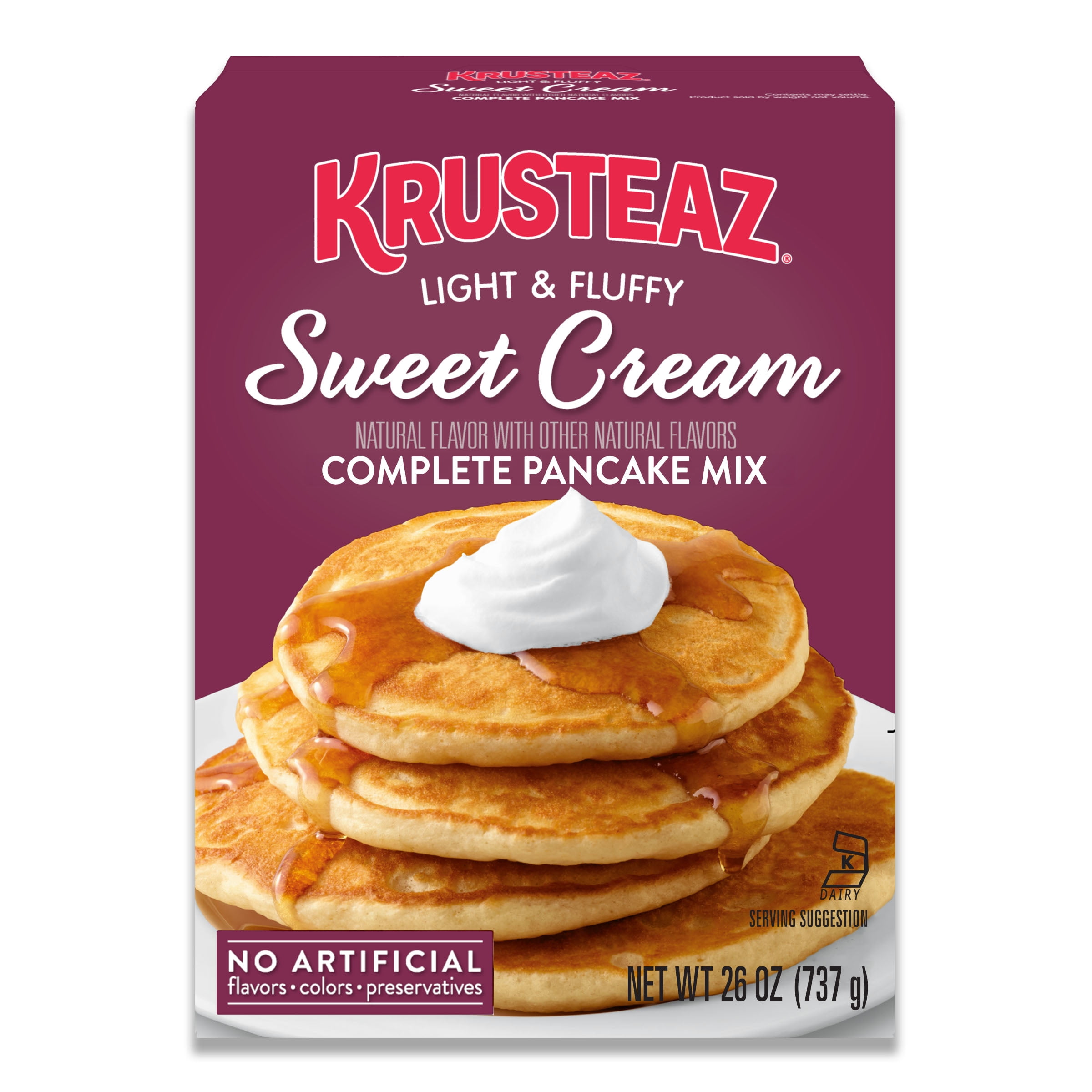 Krusteaz Sweet Cream Pancake and Waffle Mix, Light & Fluffy, 26 oz Box