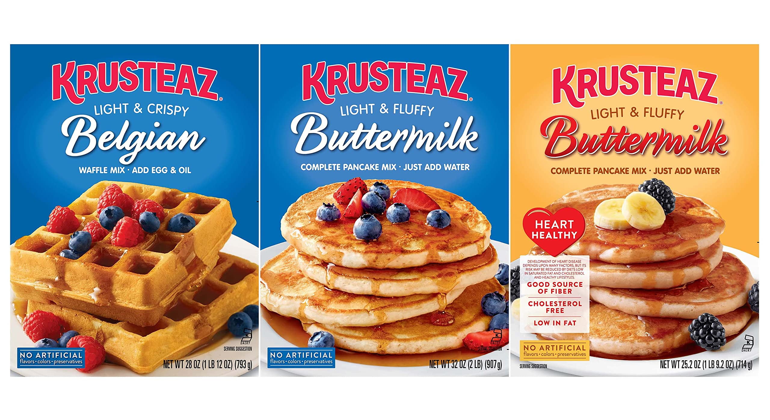Krusteaz Waffle & Pancake Mix Variety Pack, 1 Belgian Waffle Mix (28 Oz