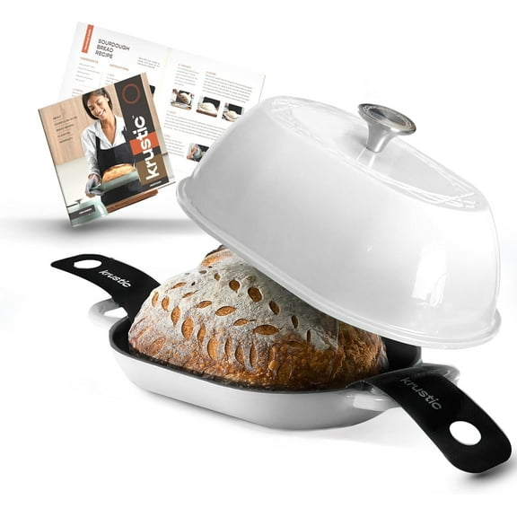 Krustic 5.5 QT Enameled Cast Iron Dutch Oven Pot with Lid and Silicone Baking Mat, Non-Stick