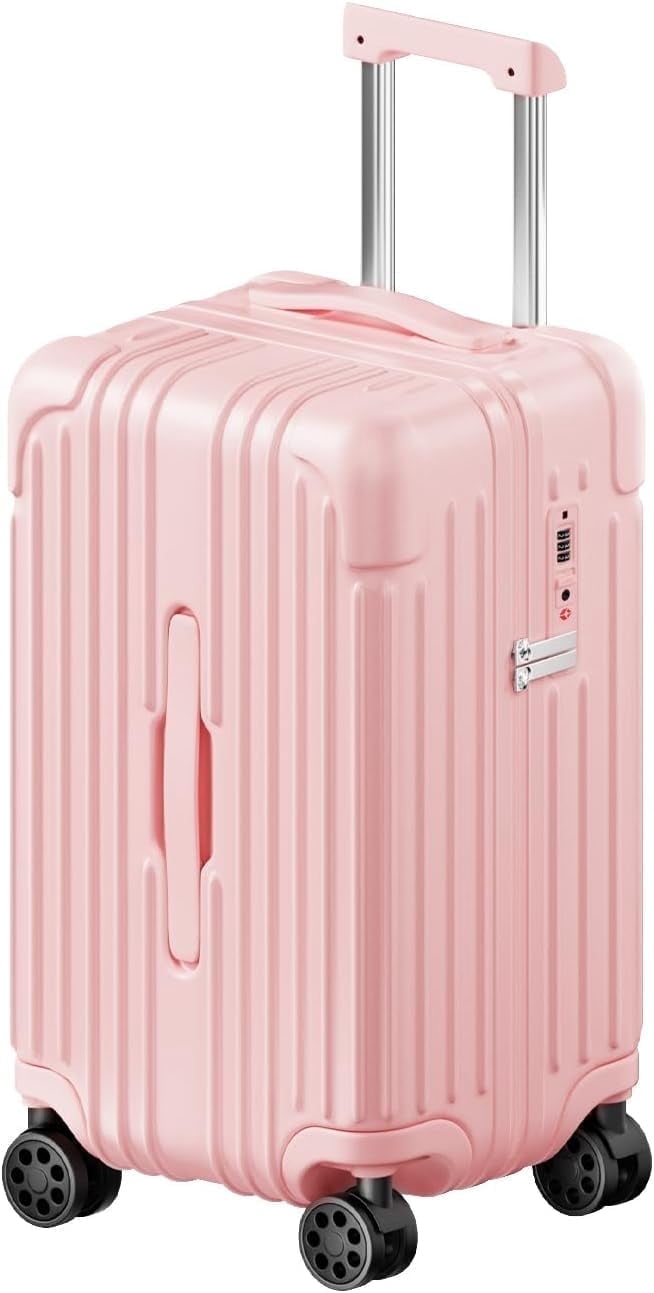 Carry on Luggage PC ABS Airline Approved Suitcase with Spinner Wheels TSA Lock Hardshell 20 inch Pink