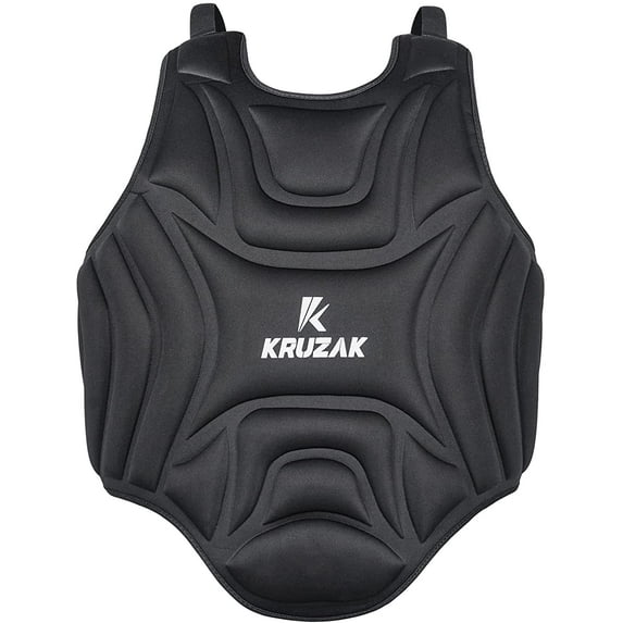 Kruzak Boxing Body Protector, MMA Training Equipment, Chest Shield for Upper Body and Ribs, Black (S/M)