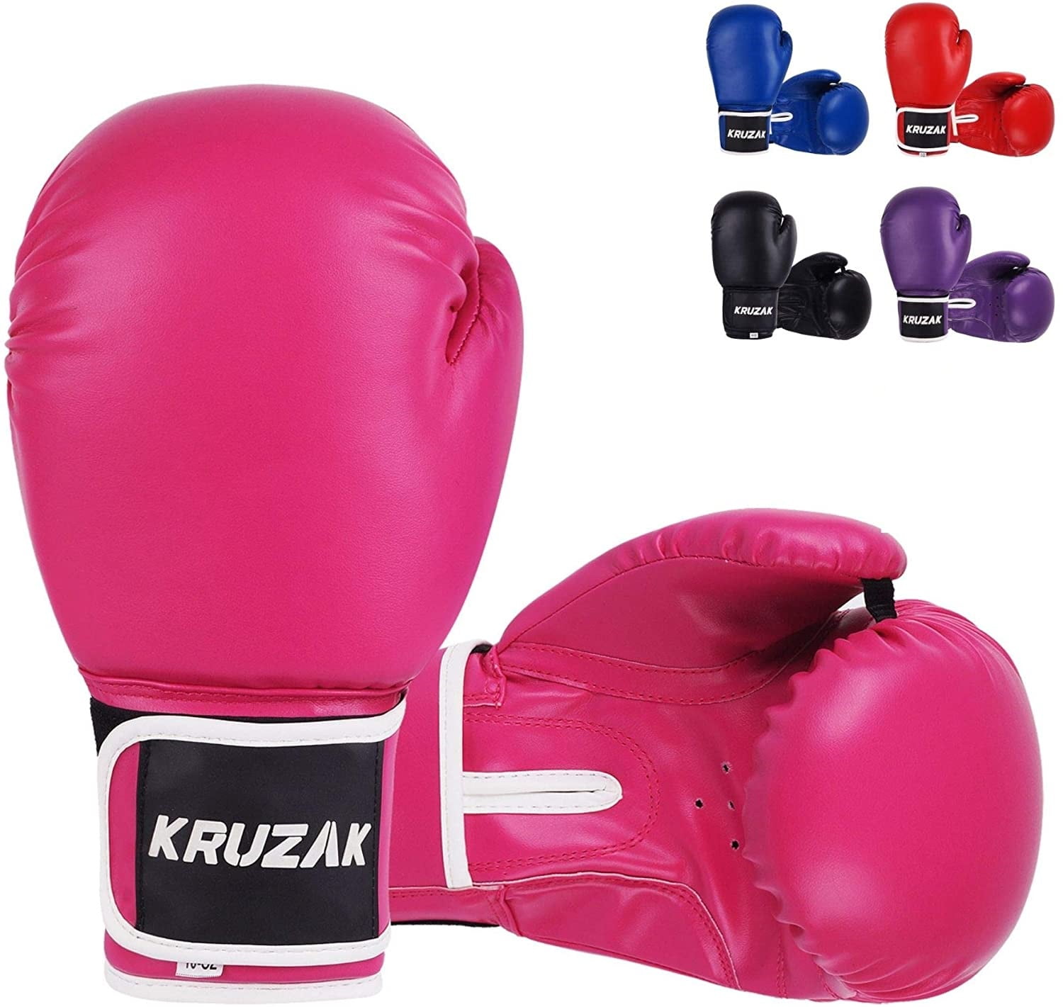 Kruzak Plain Boxing Gloves for Training, Sparring, Kickboxing, Muay Thai and Fighting (Pink, 10 oz)
