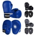 thumbnail image 1 of Kruzak Plain Focus Mitts and Boxing Gloves Set for Kickboxing and Muay Thai MMA Training - Fitness Kit with Punching Pads for Martial Arts and Karate (Blue, 14 oz), 1 of 9