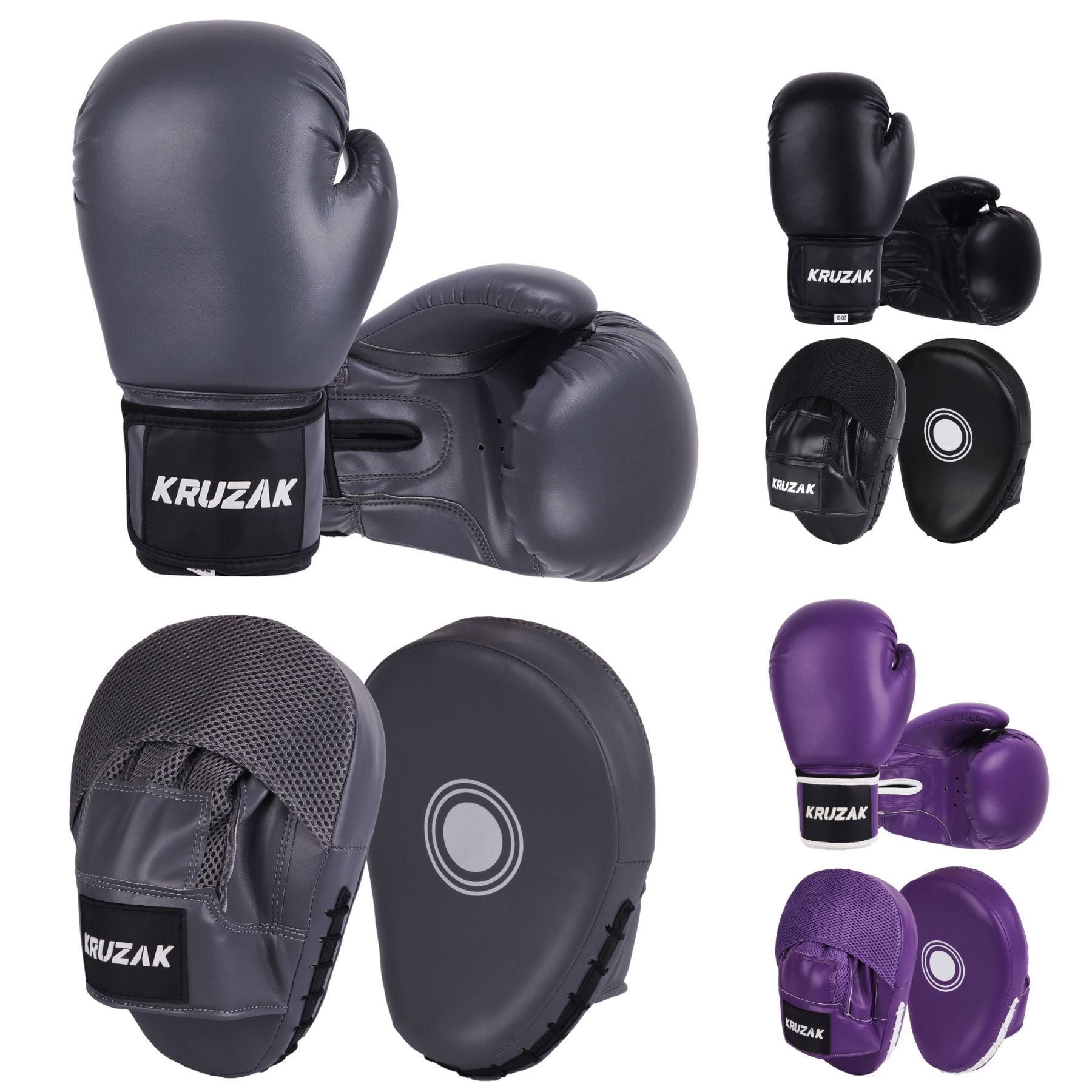 Kruzak Plain Focus Mitts and Boxing Gloves Set for Kickboxing and Muay ...