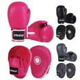 thumbnail image 1 of Kruzak Plain Focus Mitts and Boxing Gloves Set for Kickboxing and Muay Thai MMA Training - Fitness Kit with Punching Pads for Martial Arts and Karate (Pink, 14 oz), 1 of 9