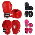 thumbnail image 1 of Kruzak Plain Focus Mitts and Boxing Gloves Set for Kickboxing and Muay Thai MMA Training - Fitness Kit with Punching Pads for Martial Arts and Karate (Red, 16 oz), 1 of 9