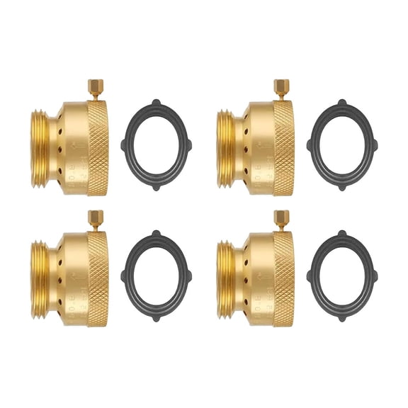 Krydros 4-Pack Brass Hose Bib Backflow Preventer, 3/4" FHT x 3/4" MHT Lead-Free Vacuum Breaker