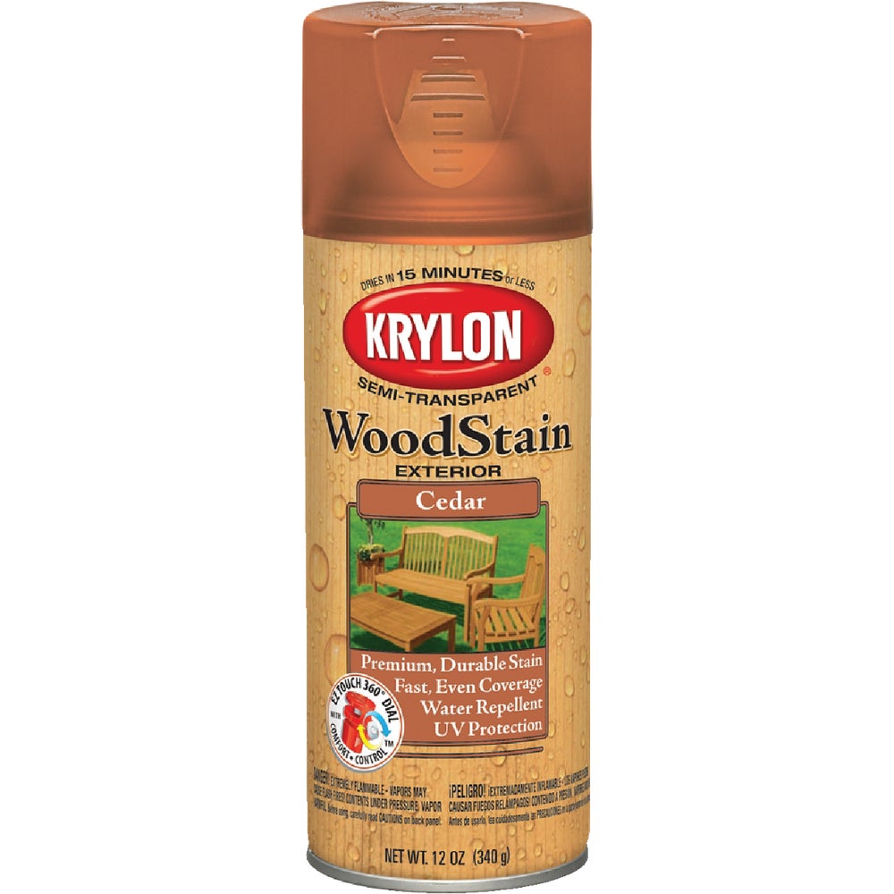 Krylon 12 Oz. Exterior SemiTransparent Wood Stain Spray, Cedar
