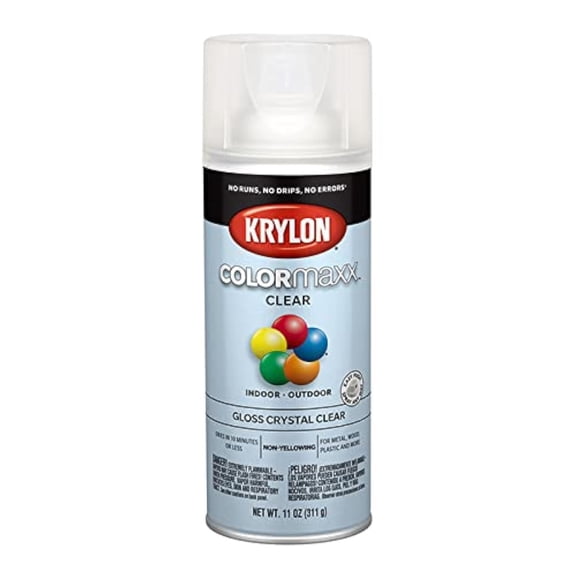 Krylon 12 oz K05515007 Crystal Clear COLORmaxx Paint & Primer Spray Paint, Gloss