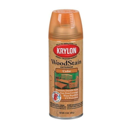 Krylon 1370865 12 oz Semi-Transparent Exterior Wood Stain Aerosol Cedar, Pack of 6