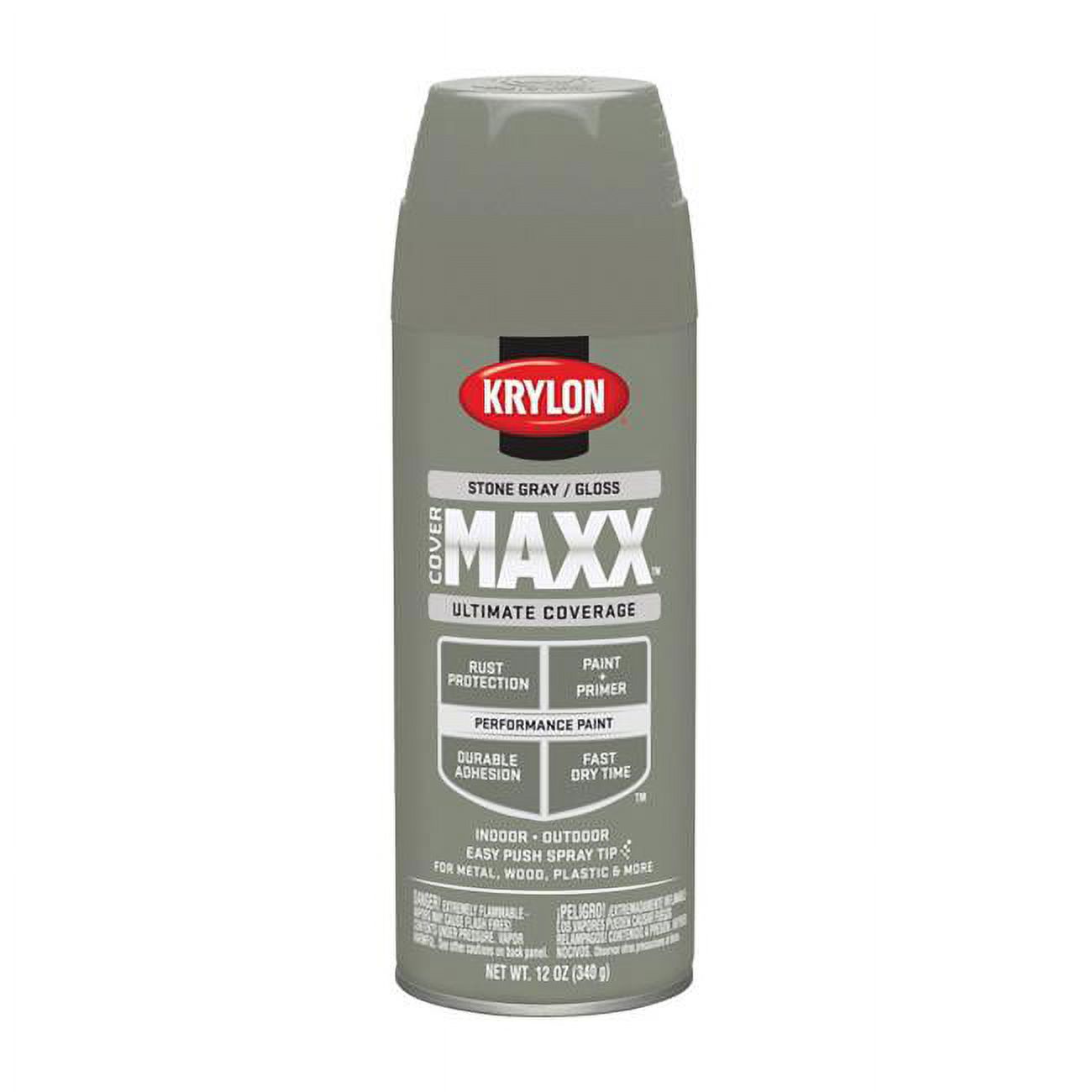 Krylon 1761741 12 oz Cover Maxx Stone Gray Gloss Spray Paint & Primer