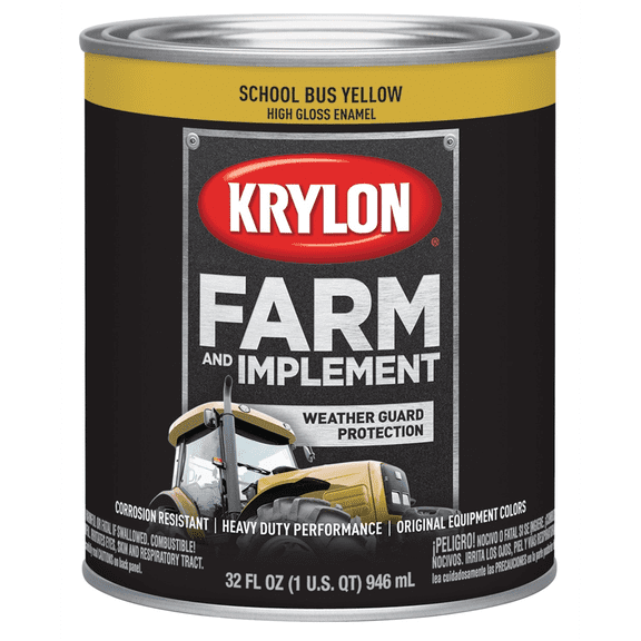 Krylon FARM PAINTS; SCHOOL BUS YELLOW; 32 OZ. QUART;