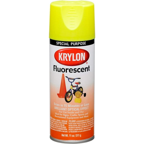 Krylon 3104-6 PK Lemon Yellow Fluorescent Paint - 11 oz. Aerosol, Case of 6