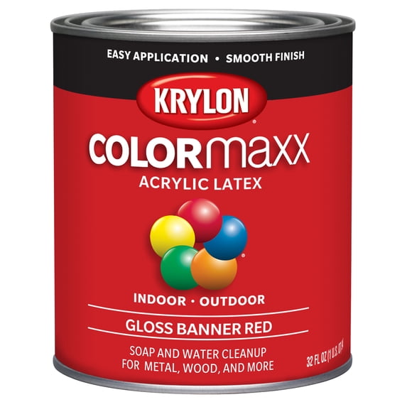 Krylon COLORmaxx Brush On, Gloss, Banner Red, 1 Quart