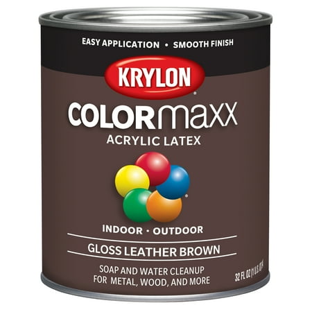 Krylon COLORmaxx Brush On, Gloss, Leather Brown, 1 Quart