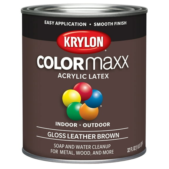 Krylon COLORmaxx Brush On, Gloss, Leather Brown, 1 Quart