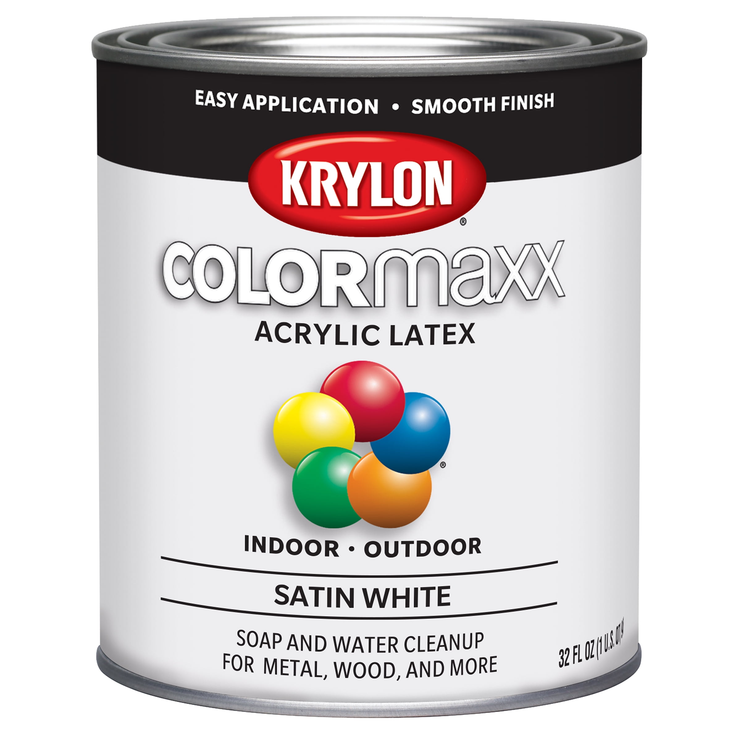 Krylon COLORmaxx Brush On, Satin, White, 1 Quart