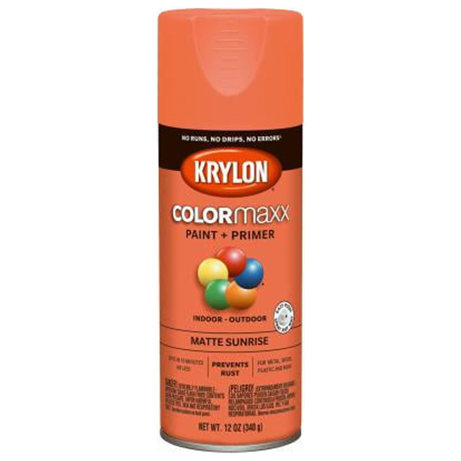 Krylon COLORmaxx K05553007 Spray Paint, Matte, Sunrise, 12 oz, Aerosol