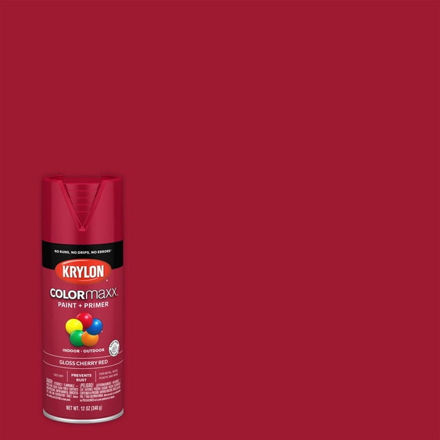 Krylon COLORmaxx Gloss Cherry Red Spray Paint and Primer, 12 oz