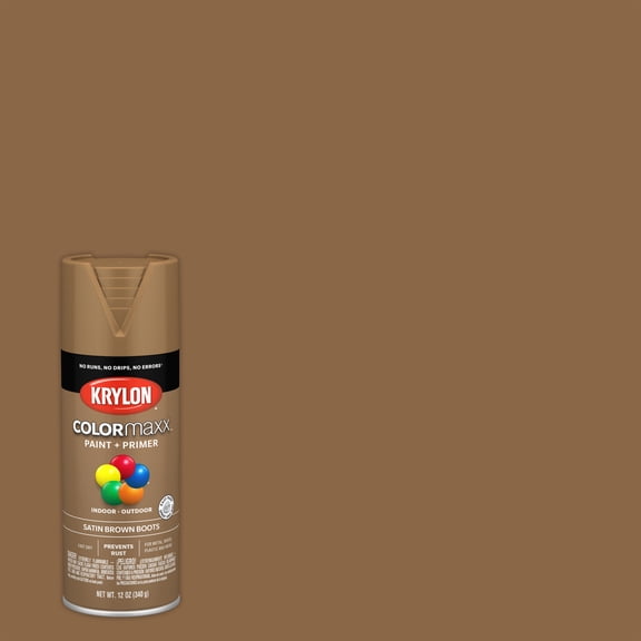 Krylon COLORmaxx Paint + Primer, Satin, Brown Boots, 12 oz