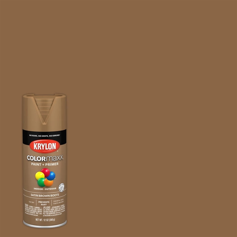 Krylon COLORmaxx Satin Brown Boots Spray Paint and Primer 12 oz