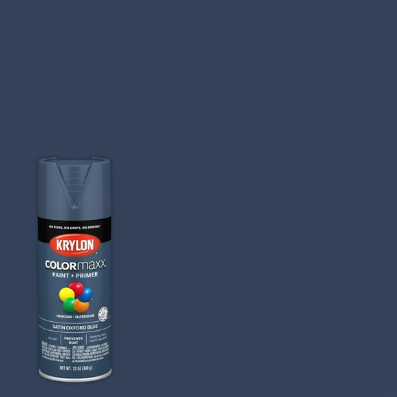 Krylon COLORmaxx Paint + Primer, Satin, Oxford Blue, 12 oz.