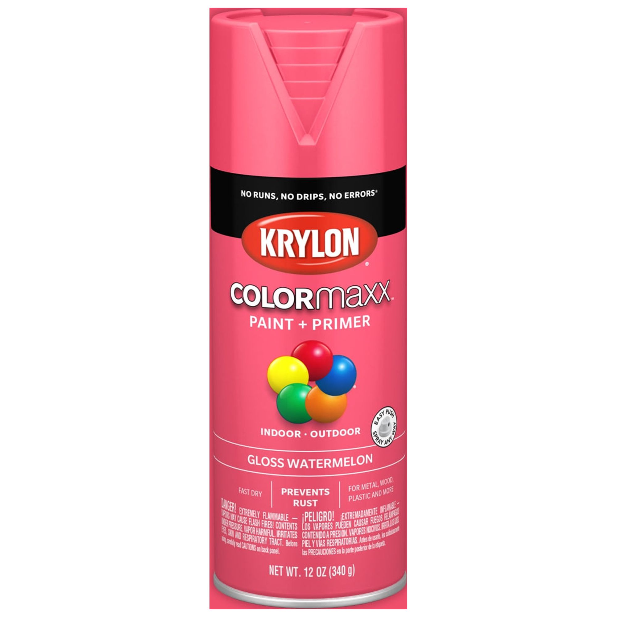 Krylon COLORmaxx Paint + Primer Spray Paint, Gloss, Watermelon, 12 oz
