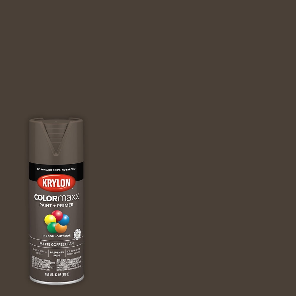 Krylon COLORmaxx Paint + Primer Spray Paint, Matte, Coffee Bean, 12 oz.