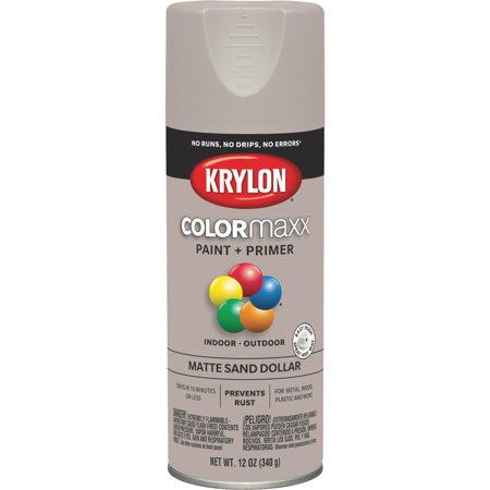 Krylon COLORmaxx Paint + Primer Spray Paint, Matte, Sand Dollar, 12 oz.