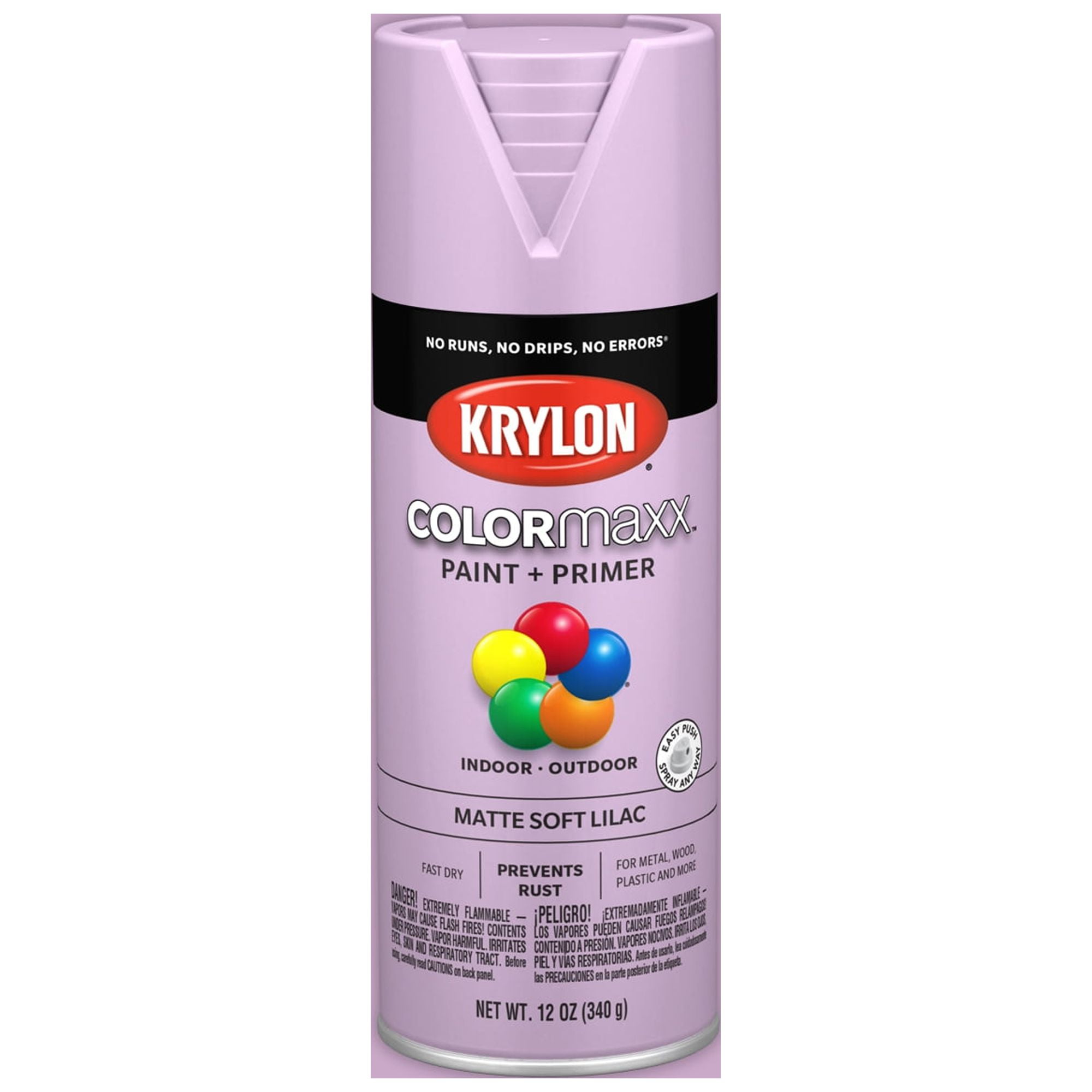 Krylon COLORmaxx Paint + Primer Spray Paint, Matte, Soft Lilac, 12
