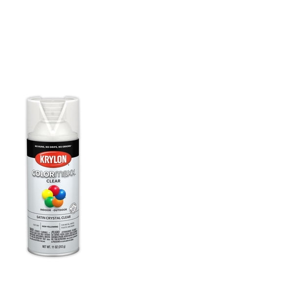 Krylon COLORmaxx Acrylic Spray Paint, Satin, Crystal Clear, 11 oz
