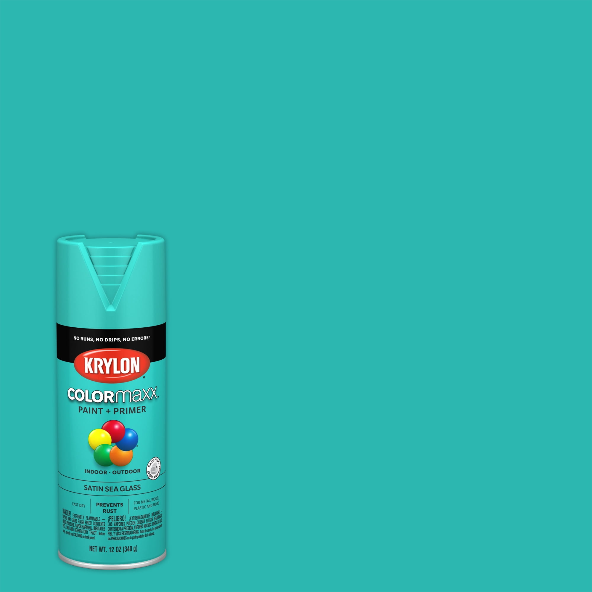 Krylon COLORmaxx Paint + Primer Spray Paint, Satin, Sea Glass, 12 oz.