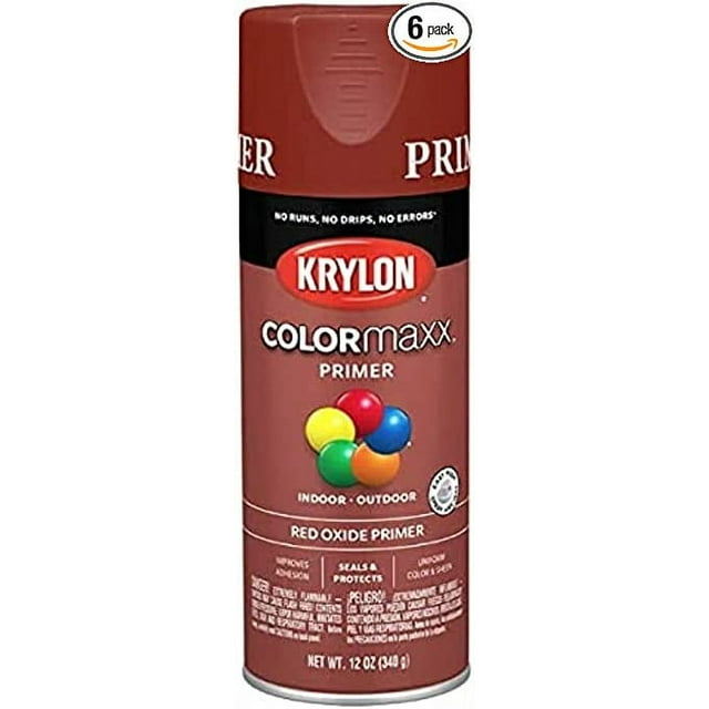 Krylon COLORmaxx Primer Spray Paint, Red Oxide, 12 oz.