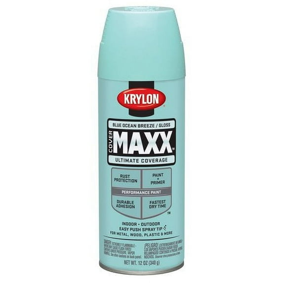 Krylon COVERMAXX Paint, Gloss, Blue Ocean Breeze, 12 oz.