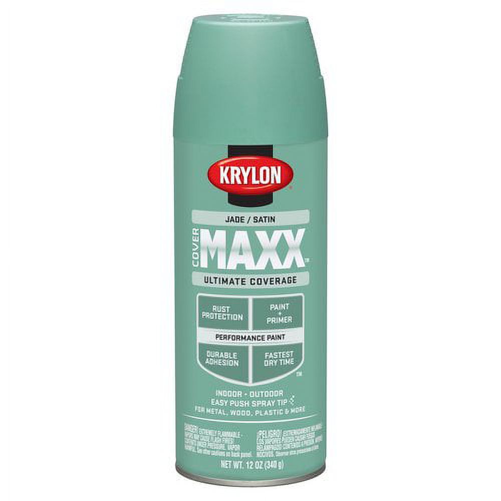 Krylon COVERMAXX Paint, Satin, Jade, 12 oz.
