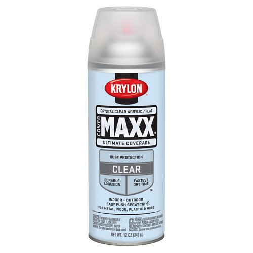 Krylon COVERMAXX Spray Paint, Flat, Crystal Clear, 12 oz.